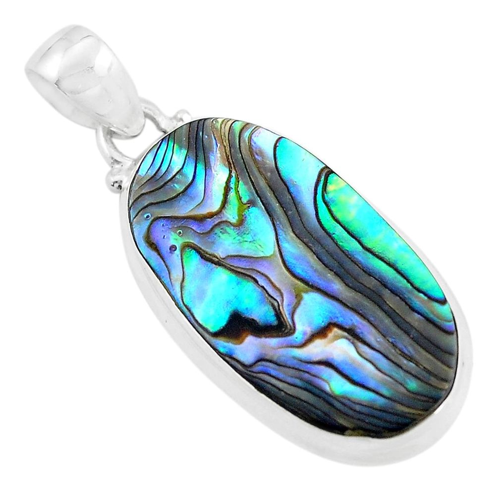 925 sterling silver 16.18cts natural green abalone paua seashell pendant p58704