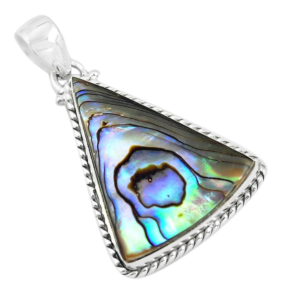 925 sterling silver 18.94cts natural green abalone paua seashell pendant p58719