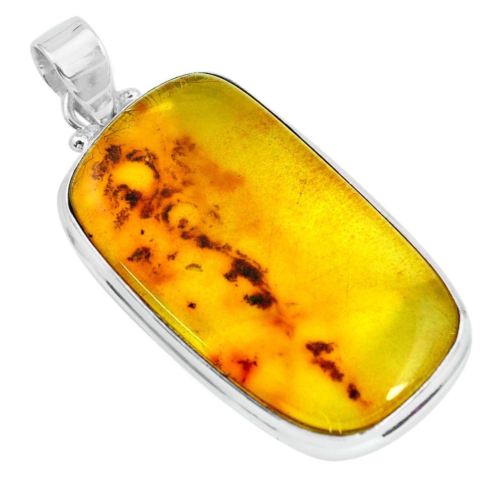 925 sterling silver 20.65cts natural green amber from colombia pendant p66064