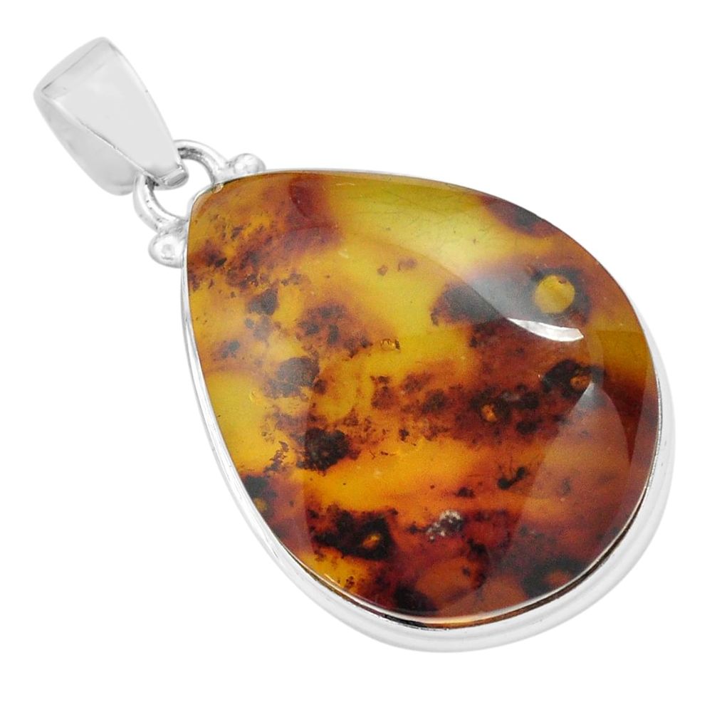 925 sterling silver 7.69cts natural green amber from colombia pendant p71904