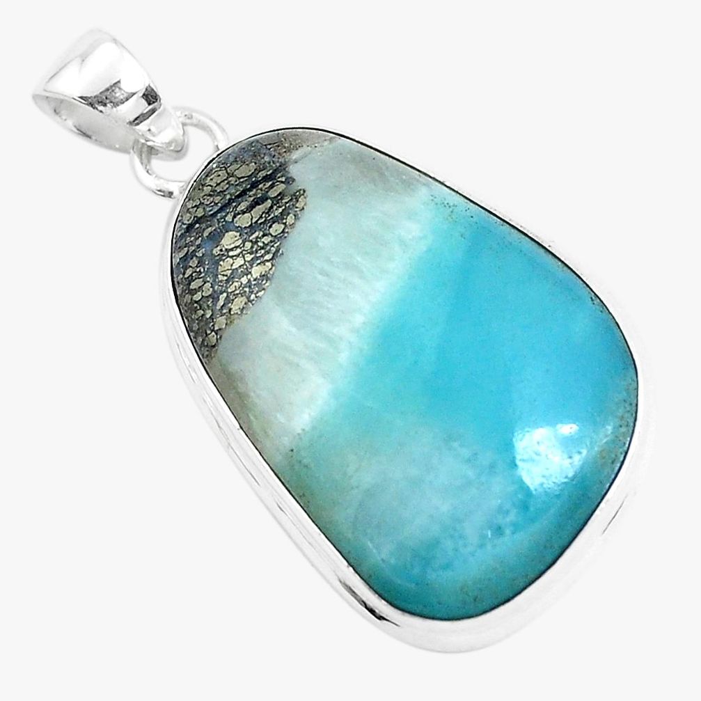 925 sterling silver 24.35cts natural green boulder amazonite pendant p47311