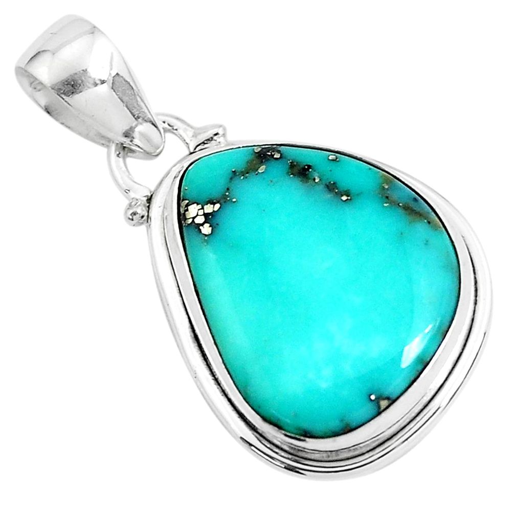 925 sterling silver 14.23cts natural green campitos turquoise pendant p46451