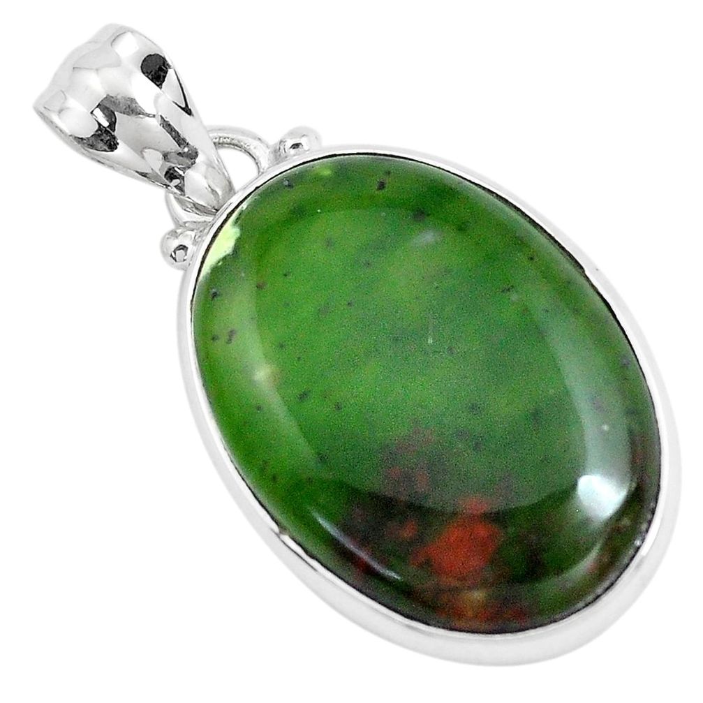 925 sterling silver 14.72cts natural green chrome chalcedony pendant p40698