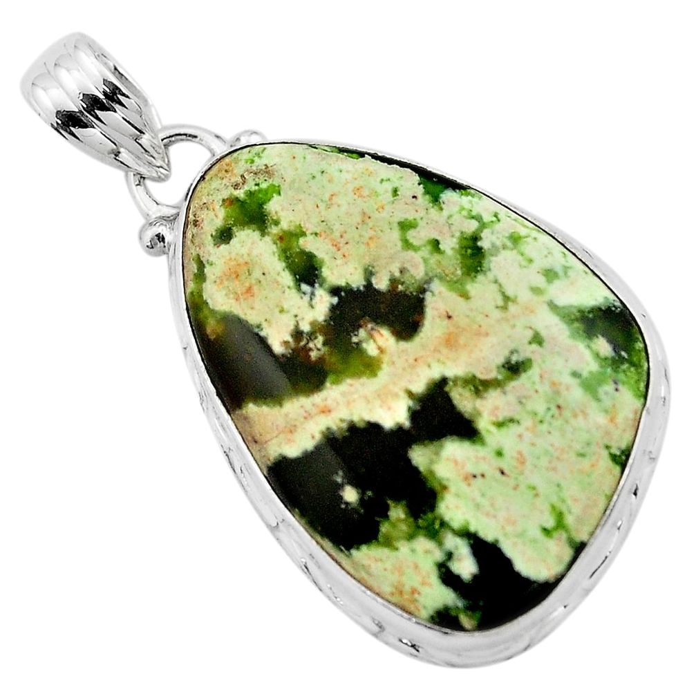 925 sterling silver 17.57cts natural green chrome chalcedony pendant p85455