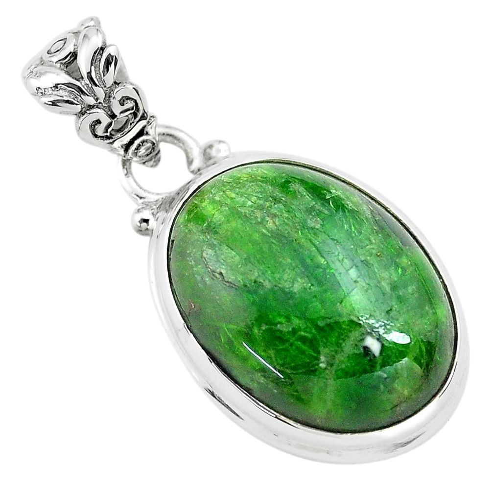 925 sterling silver 17.22cts natural green chrome diopside pendant p71970