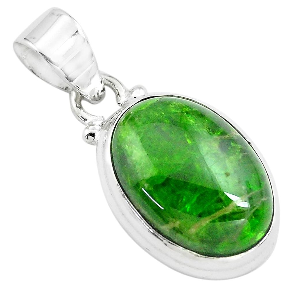 925 sterling silver 13.15cts natural green chrome diopside pendant p71978