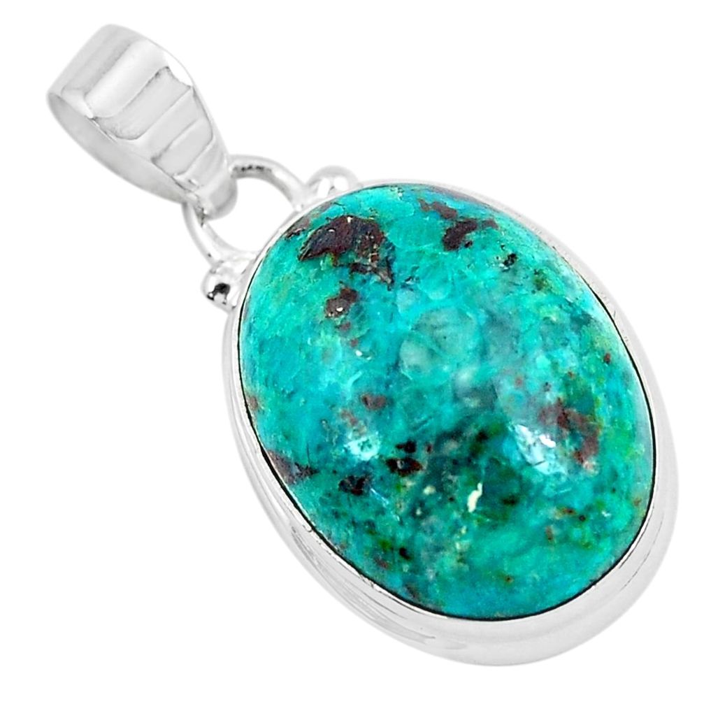 925 sterling silver 13.22cts natural green chrysocolla pendant jewelry p49091