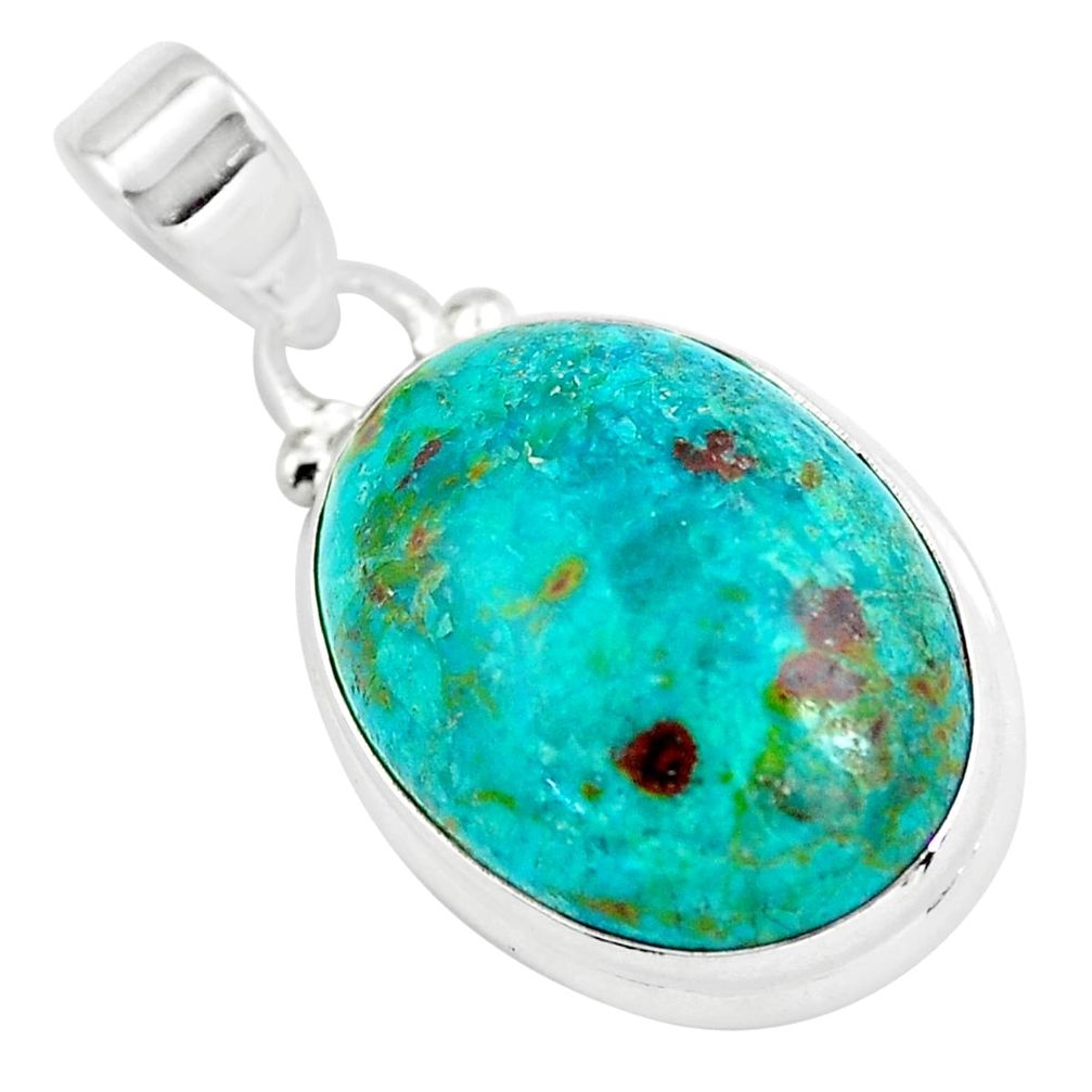 925 sterling silver 14.23cts natural green chrysocolla pendant jewelry p57988