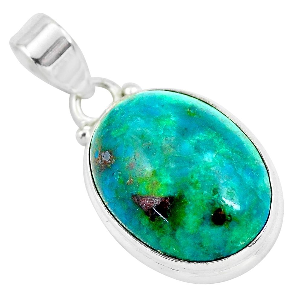 925 sterling silver 14.18cts natural green chrysocolla pendant jewelry p58000