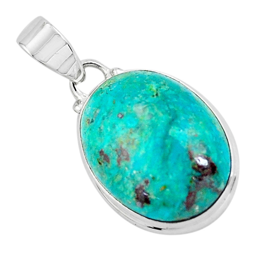 925 sterling silver 13.15cts natural green chrysocolla pendant jewelry p58944