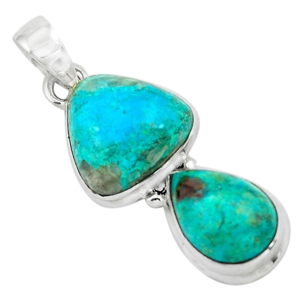 925 sterling silver 13.79cts natural green chrysocolla pendant jewelry p67487