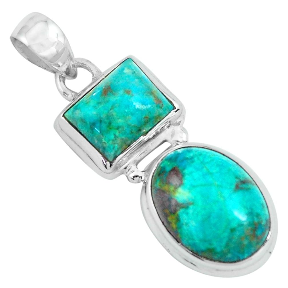 925 sterling silver 14.26cts natural green chrysocolla pendant jewelry p67704