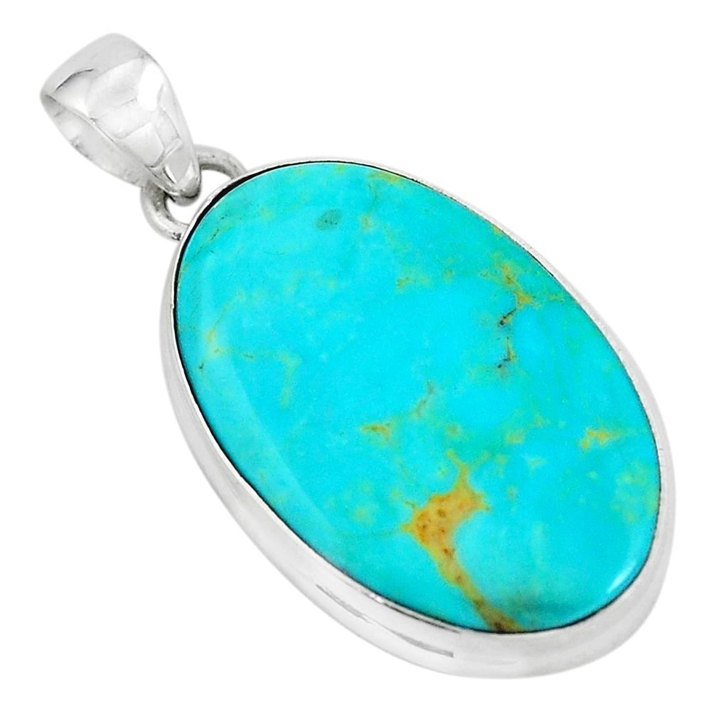 925 sterling silver 13.70cts natural green kingman turquoise oval pendant p65273