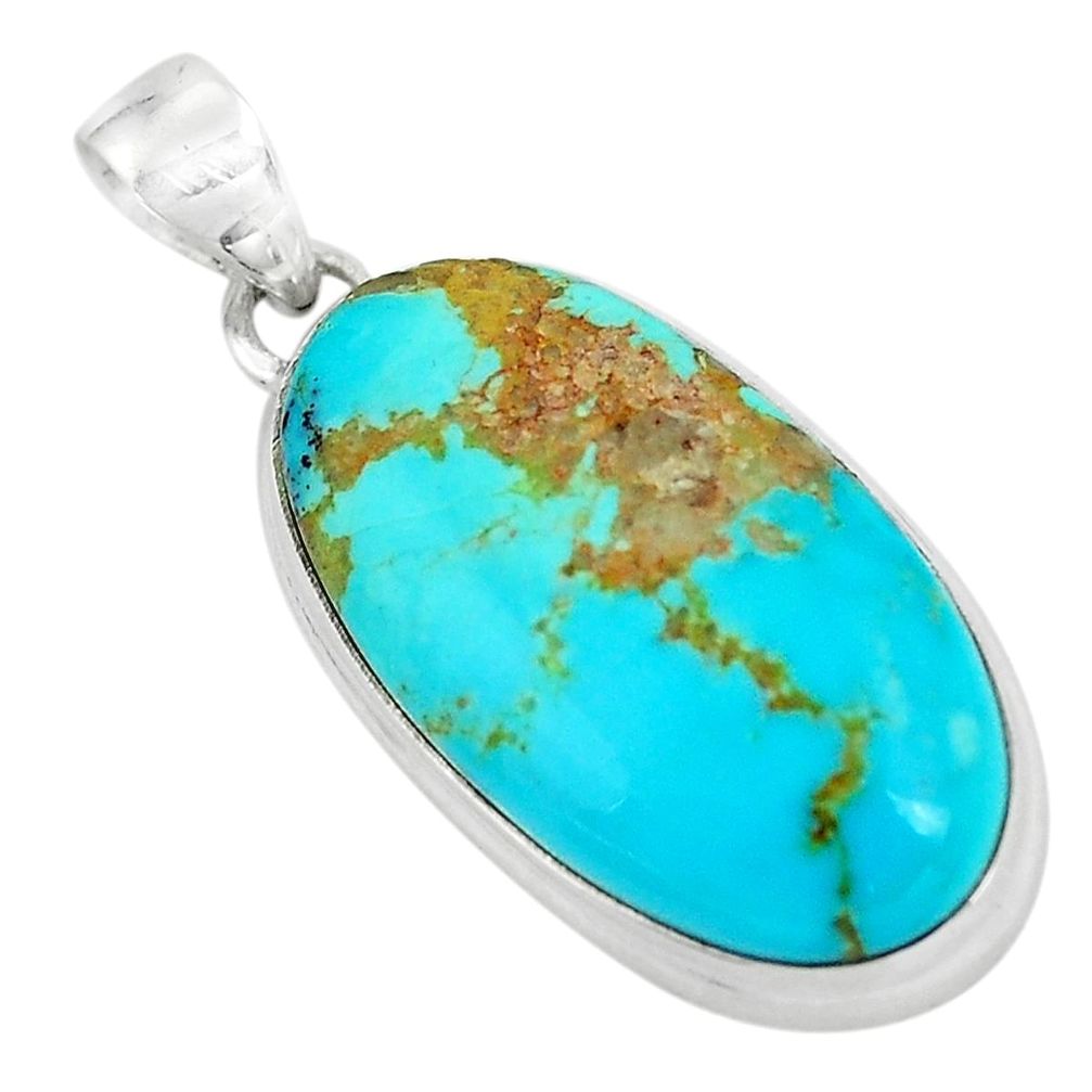 925 sterling silver 16.73cts natural green kingman turquoise pendant p65264