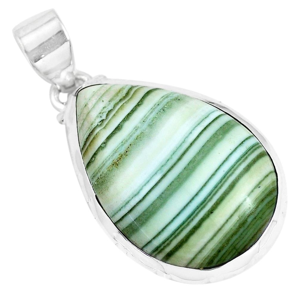 925 sterling silver 18.15cts natural green opal pear pendant jewelry p42940