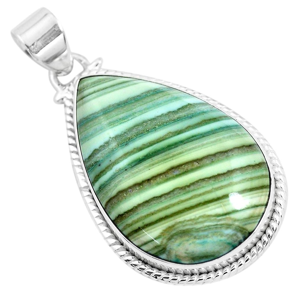 925 sterling silver 25.57cts natural green opal pear pendant jewelry p42969