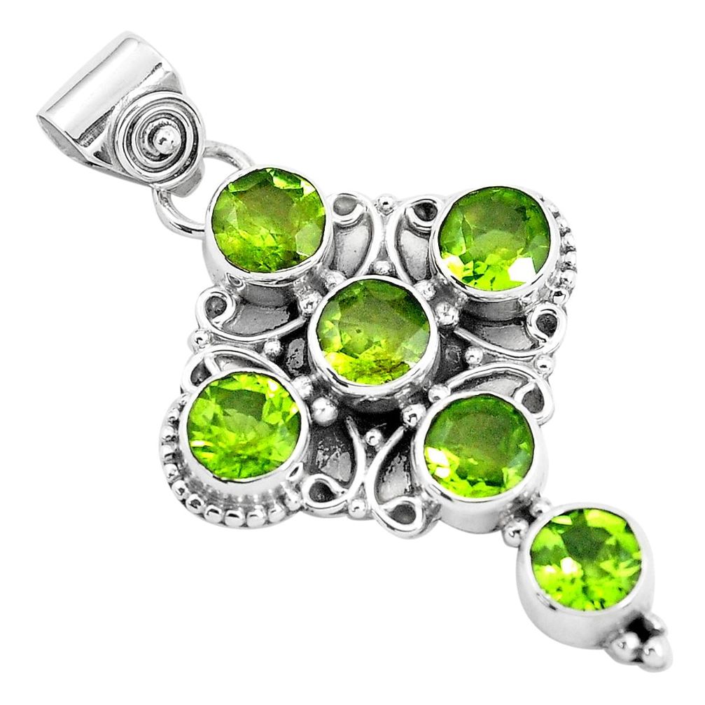 925 sterling silver 8.77cts natural green peridot holy cross pendant p36009