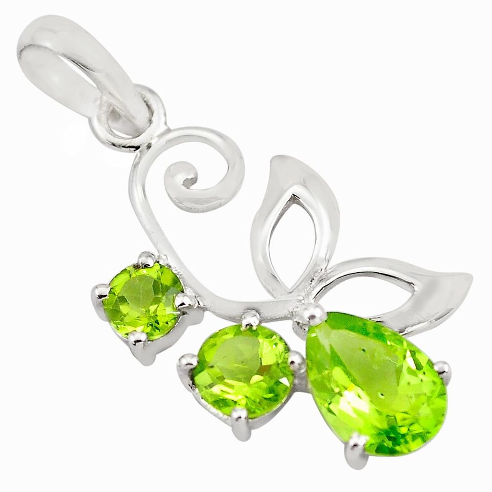 925 sterling silver 3.64cts natural green peridot pendant jewelry p82003