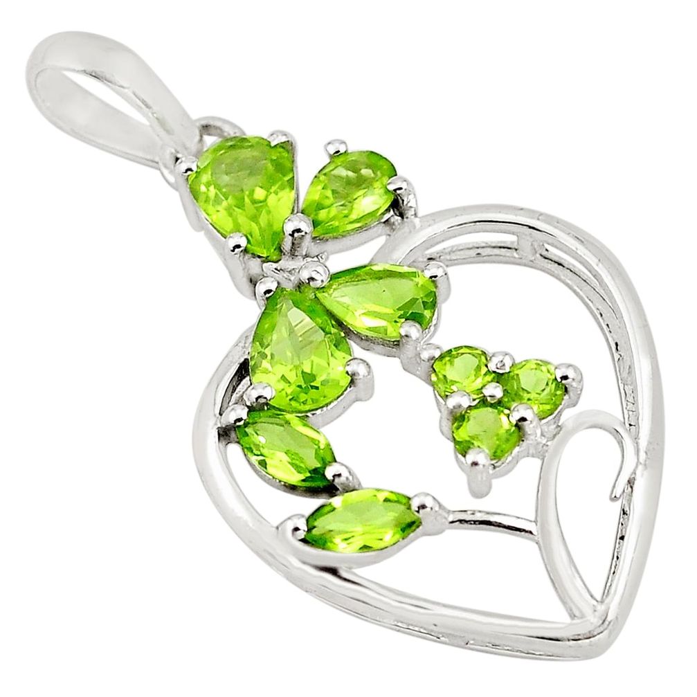 925 sterling silver 7.82cts natural green peridot pendant jewelry p82044