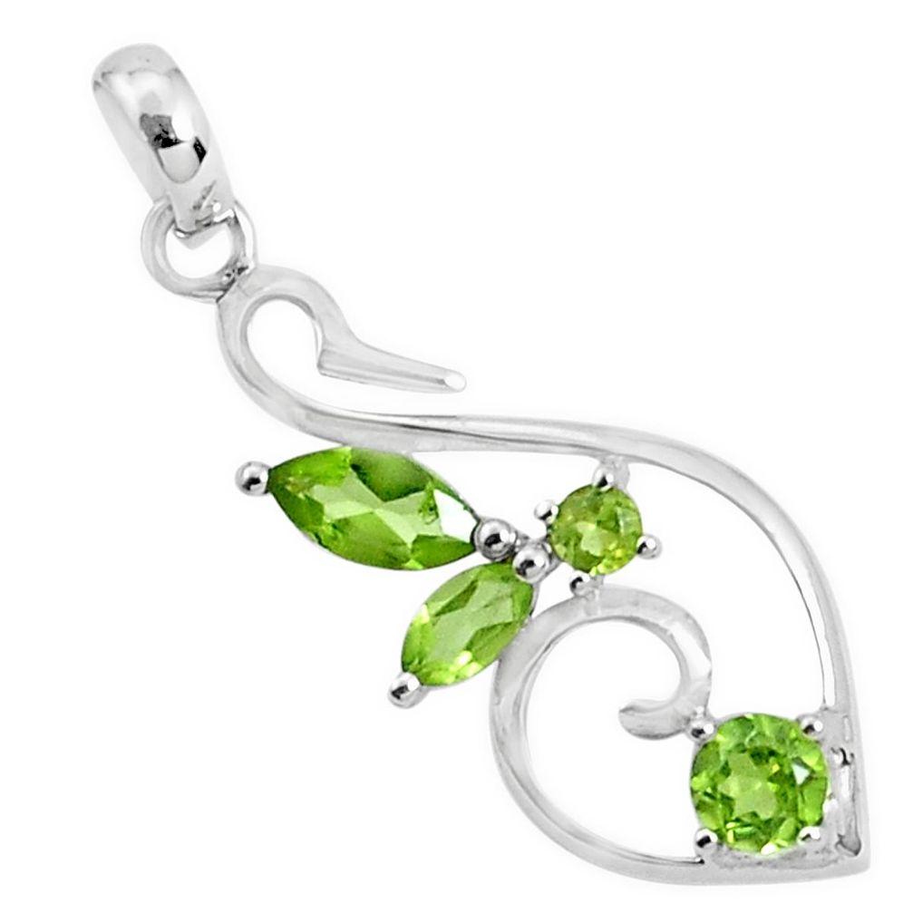 925 sterling silver 3.94cts natural green peridot pendant jewelry p83887