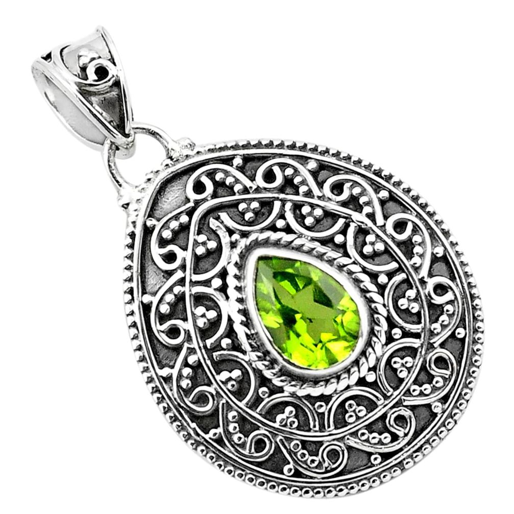 925 sterling silver 2.51cts natural green peridot pendant jewelry p86334