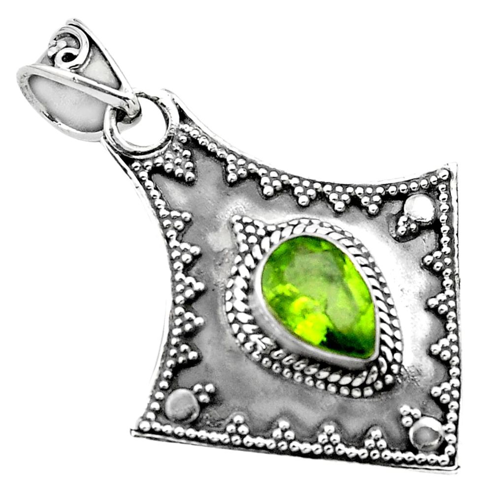 925 sterling silver 2.41cts natural green peridot pendant jewelry p86357