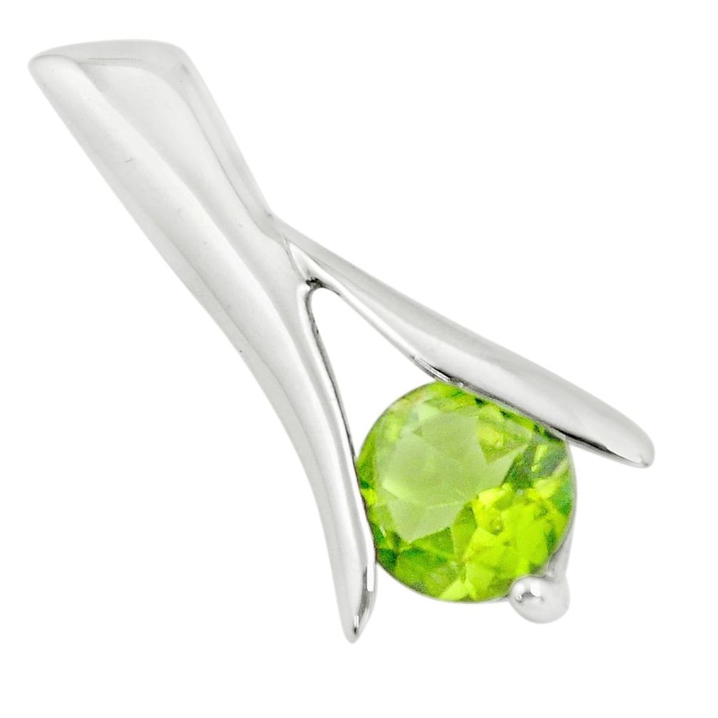925 sterling silver 2.50cts natural green peridot round pendant jewelry p62604