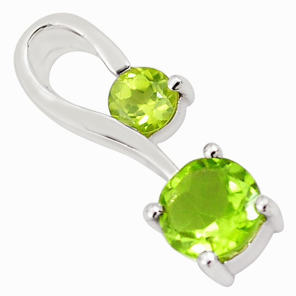 925 sterling silver 2.03cts natural green peridot round pendant jewelry p82083