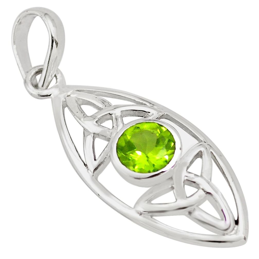 925 sterling silver 1.34cts natural green peridot round pendant jewelry p82120