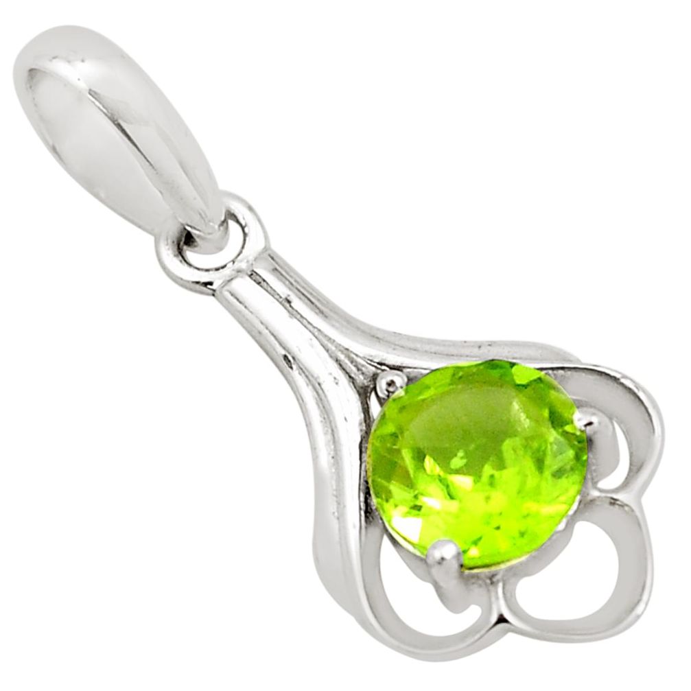 925 sterling silver 2.46cts natural green peridot round pendant jewelry p83991