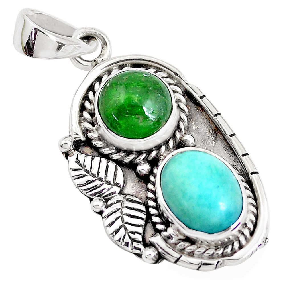 925 sterling silver 7.51cts natural green peruvian amazonite pendant p41988