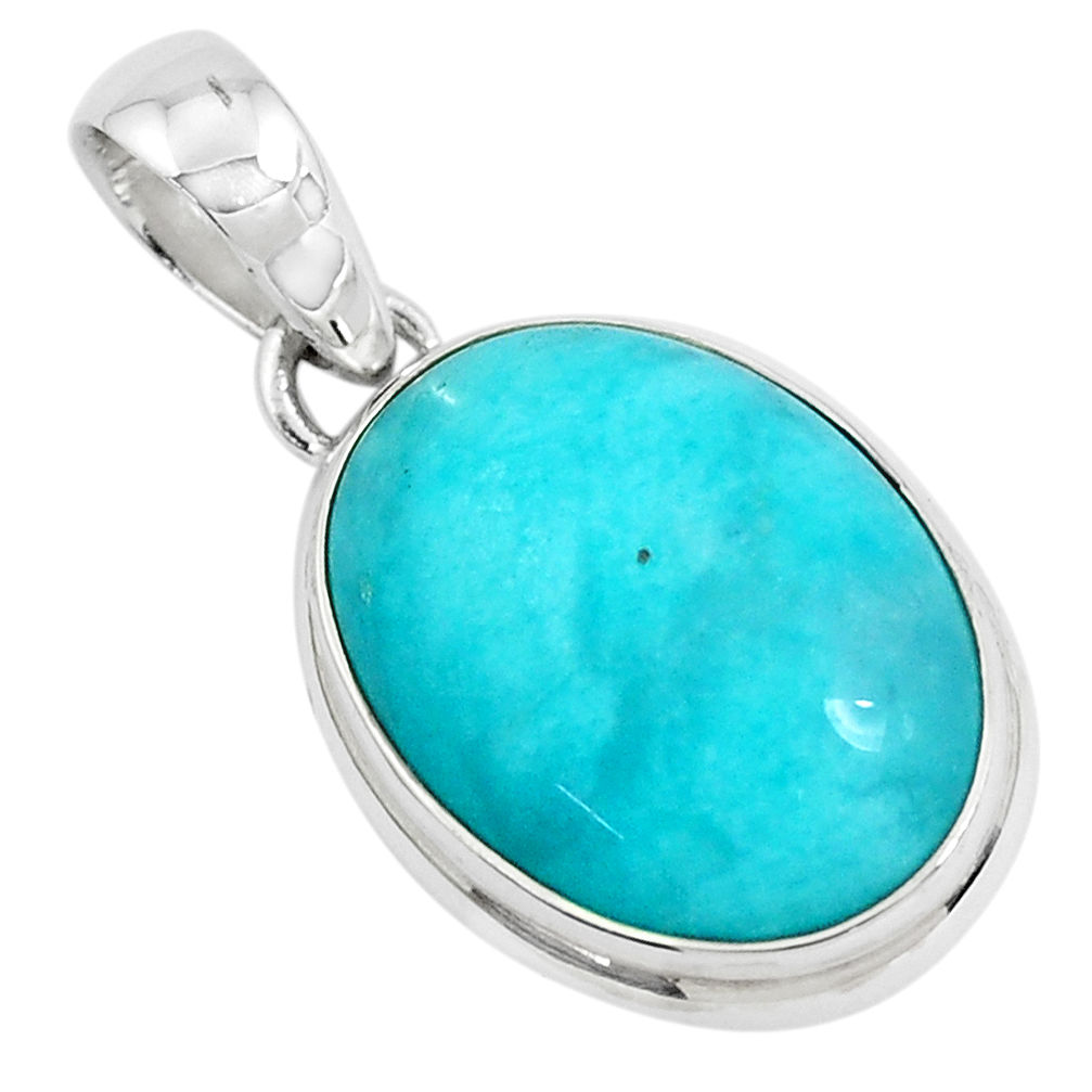 925 sterling silver 18.15cts natural green peruvian amazonite pendant p49335