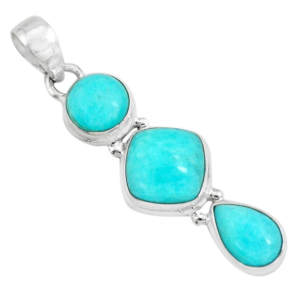 925 sterling silver 11.46cts natural green peruvian amazonite pendant p67739