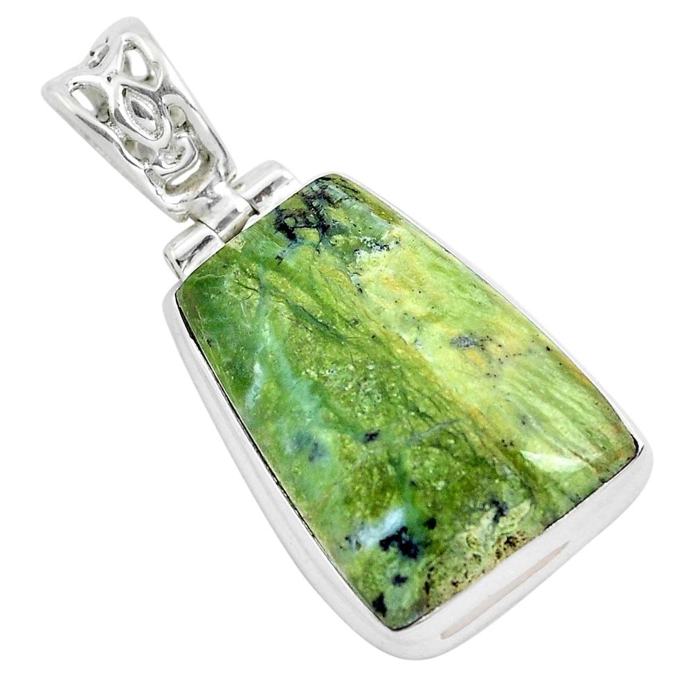 925 sterling silver 19.23cts natural green swiss imperial opal pendant p40652