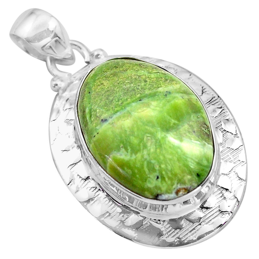 925 sterling silver 18.22cts natural green swiss imperial opal pendant p85567