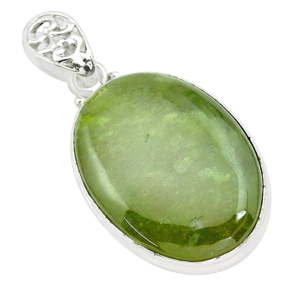 925 sterling silver 31.50cts natural green vasonite oval pendant jewelry p66249