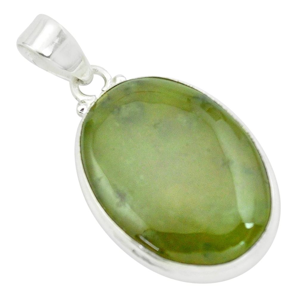 925 sterling silver 25.00cts natural green vasonite oval pendant jewelry p66252