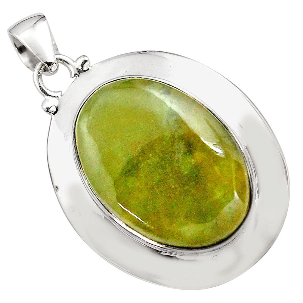 925 sterling silver 25.13cts natural green vasonite oval pendant jewelry p85230
