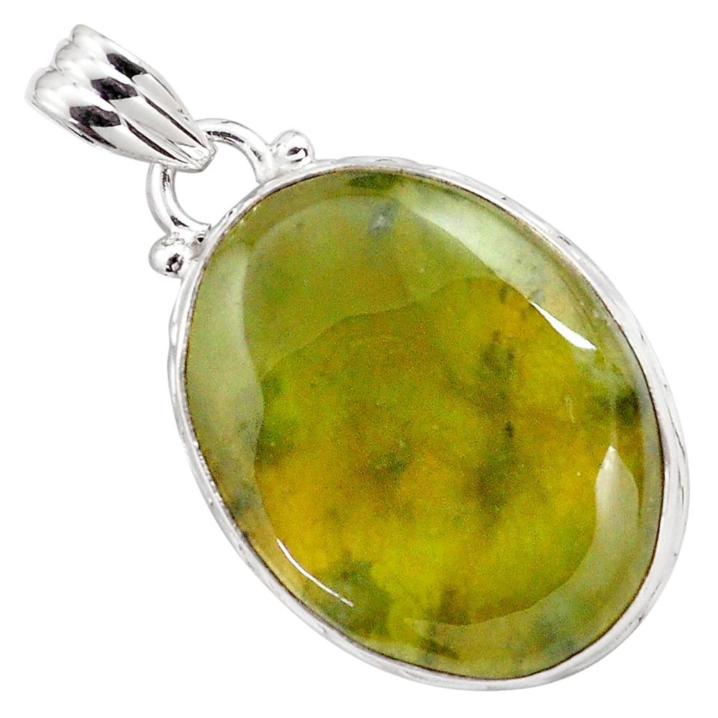 925 sterling silver 19.23cts natural green vasonite pendant jewelry p85207