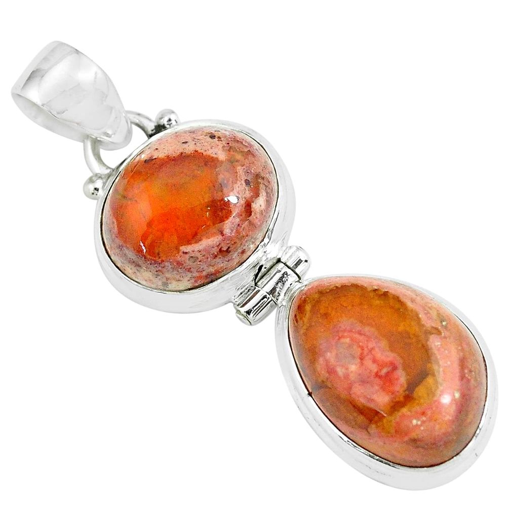 925 sterling silver 17.64cts natural mexican fire opal pear pendant p67768