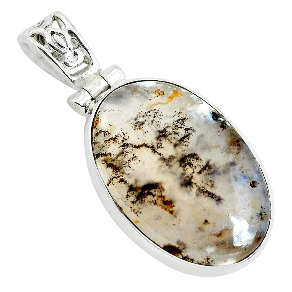 925 sterling silver 17.57cts natural multi color plume agate pendant p40598
