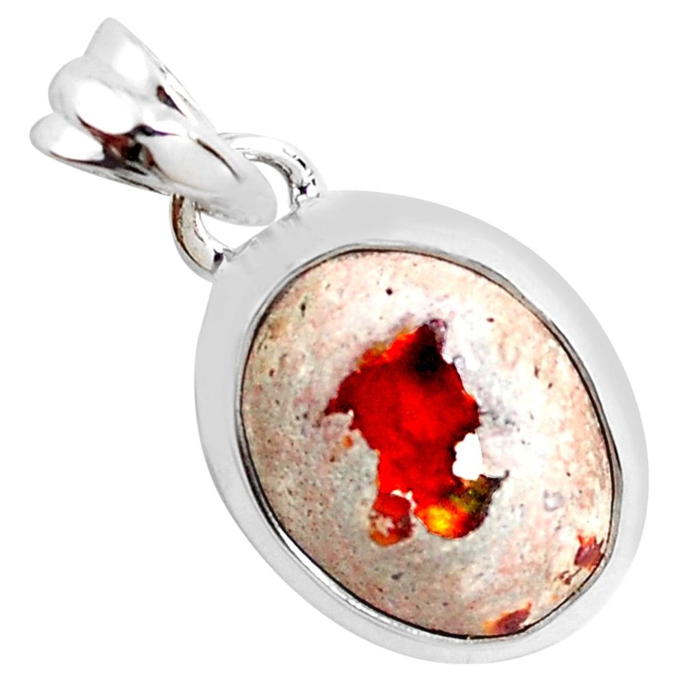 925 sterling silver 9.77cts natural multicolor mexican fire opal pendant p46780