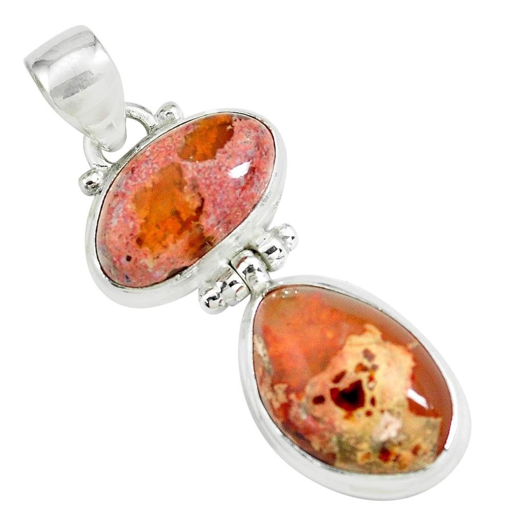 925 sterling silver 15.85cts natural multicolor mexican fire opal pendant p67772