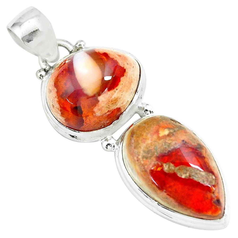 925 sterling silver 22.57cts natural multicolor mexican fire opal pendant p67796