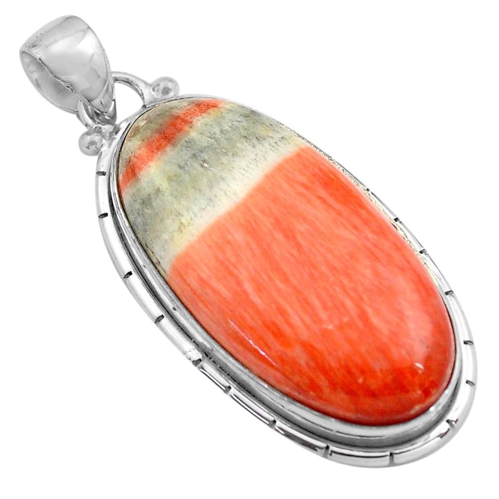 925 sterling silver 31.00cts natural orange celestobarite pendant jewelry p85293