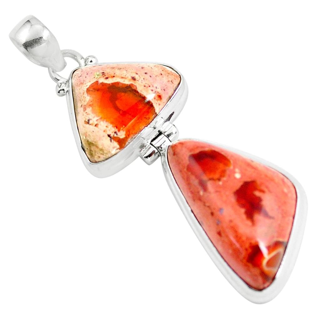 925 sterling silver 27.08cts natural orange mexican fire opal pendant d31884