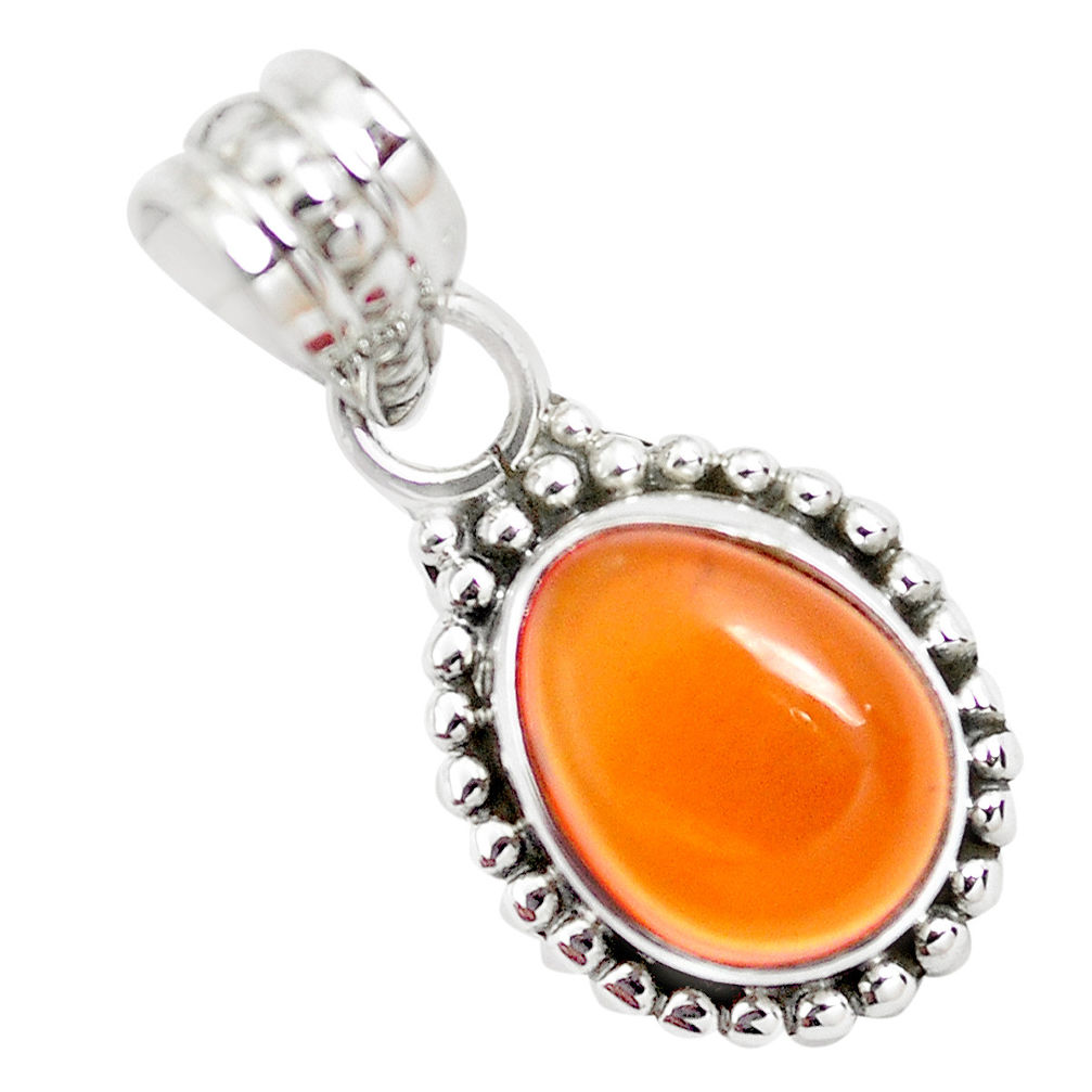 925 sterling silver 4.24cts natural orange mexican fire opal pendant p41527