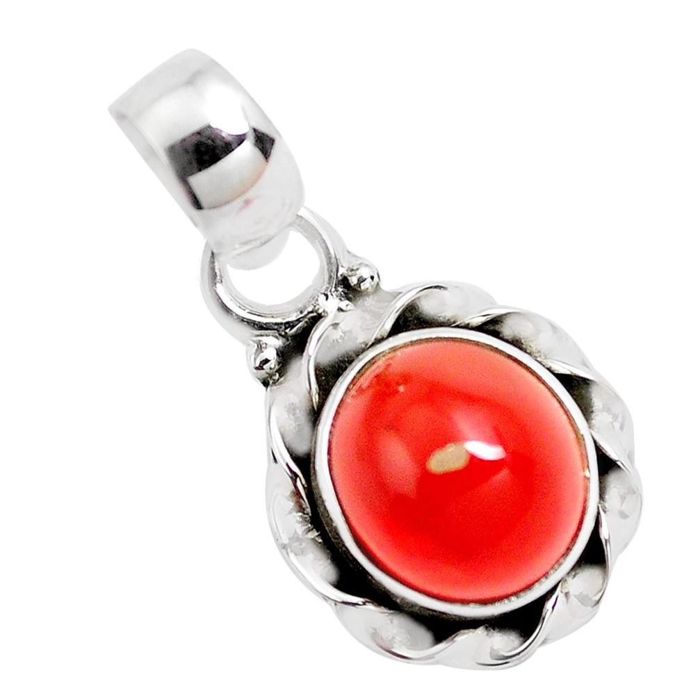 925 sterling silver 3.50cts natural orange mexican fire opal pendant p41536