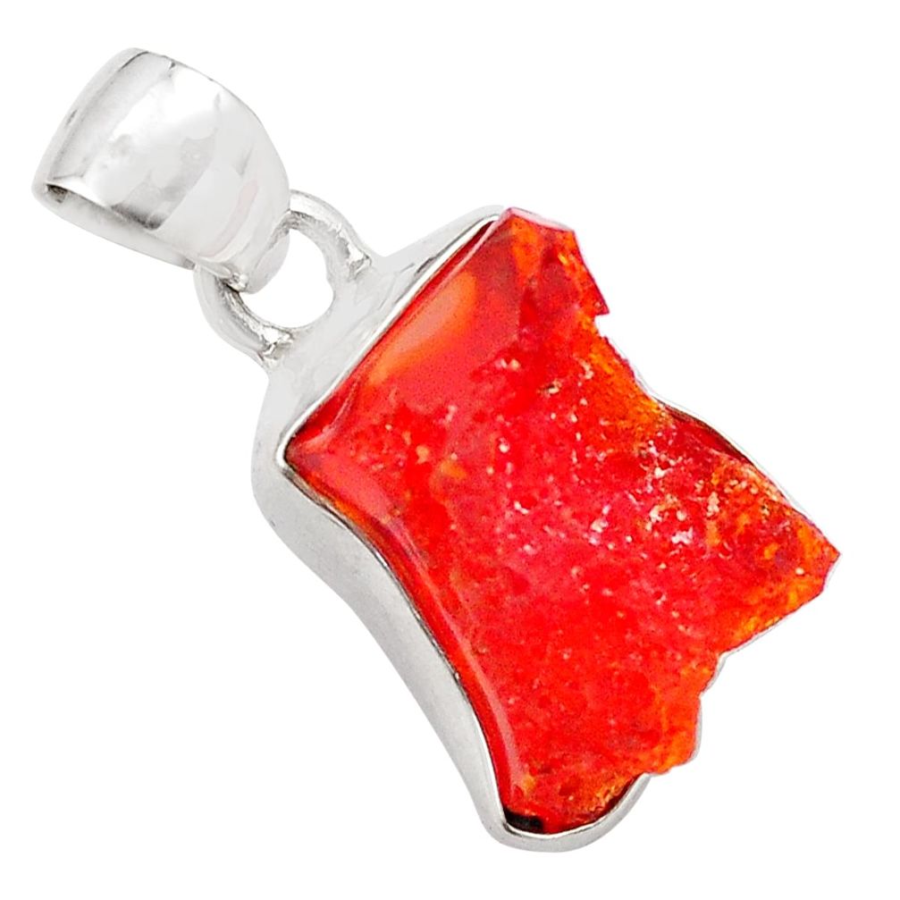 925 sterling silver 11.73cts natural orange mexican fire opal pendant p84287