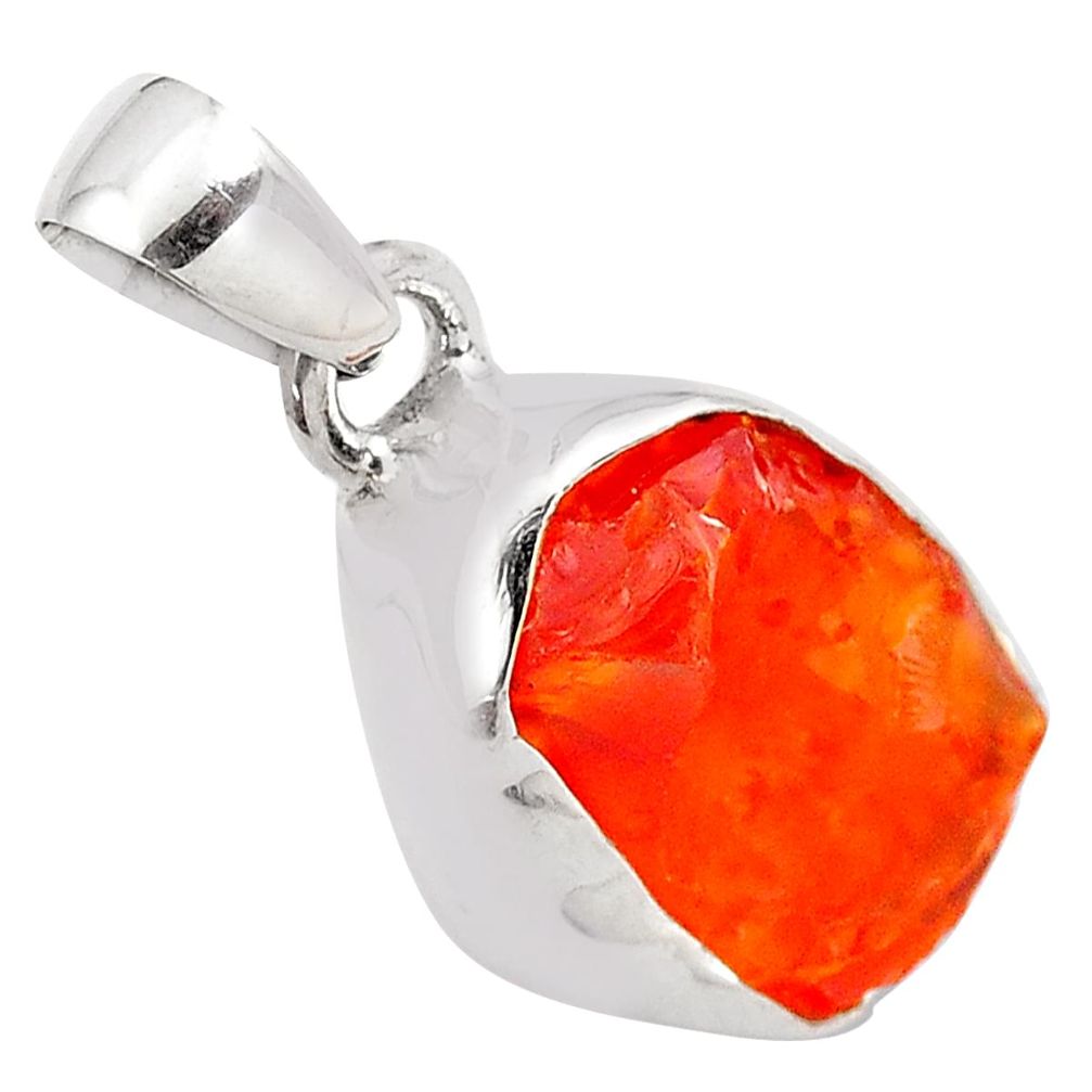 925 sterling silver 9.22cts natural orange mexican fire opal pendant p84313